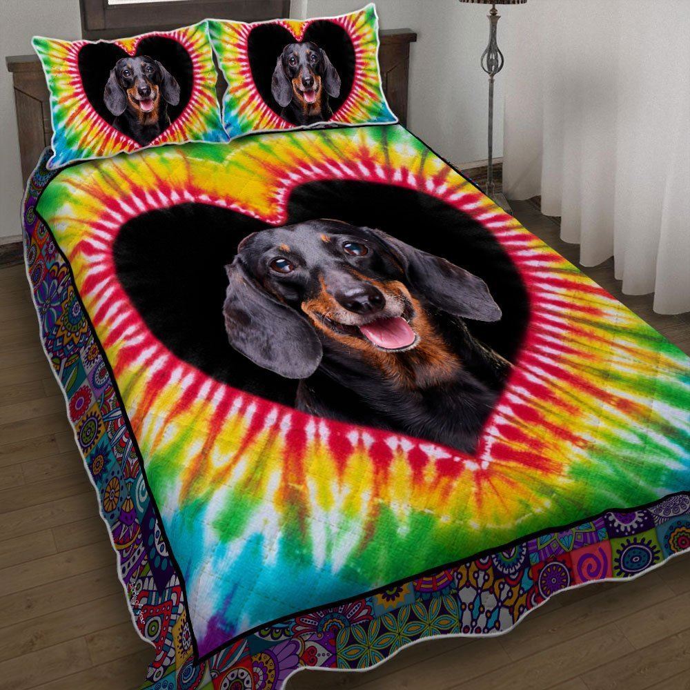 Dachshund Hippie Quilt Bedding Set