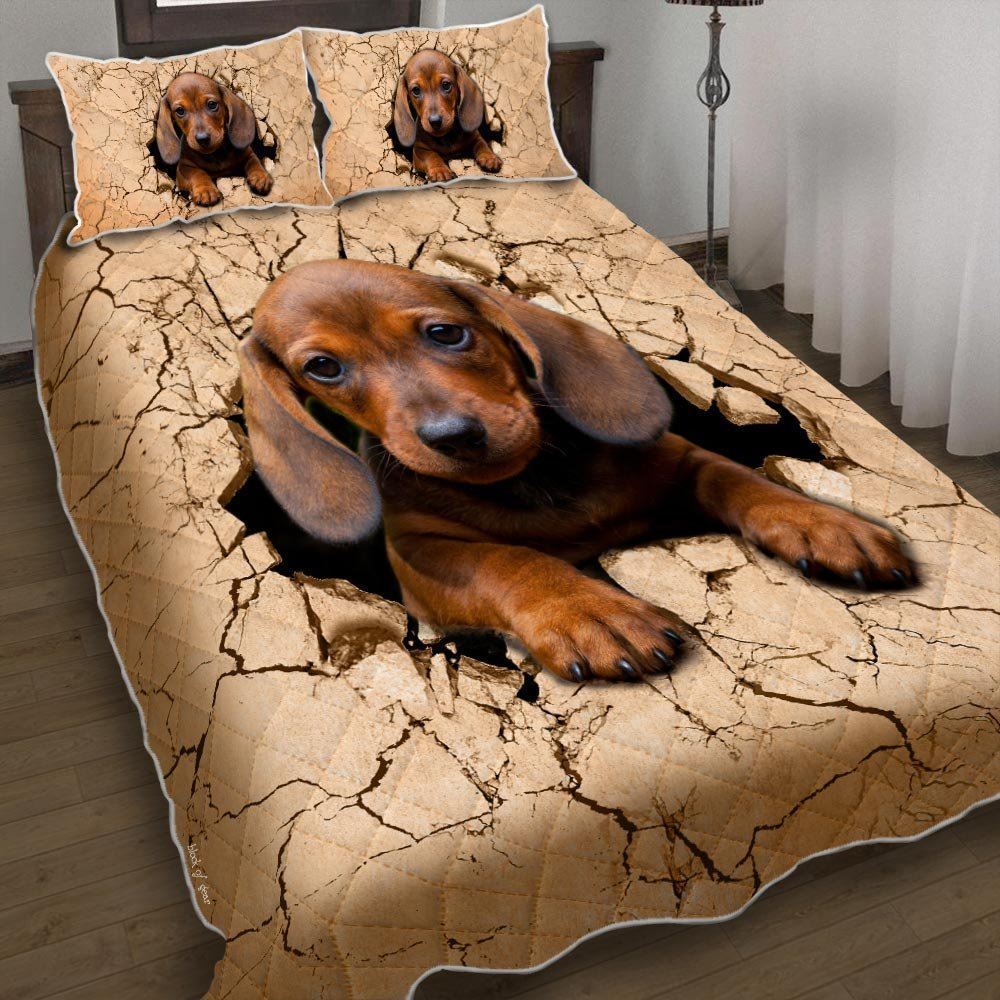 Dachshund Puppy Quilt Bedding Set