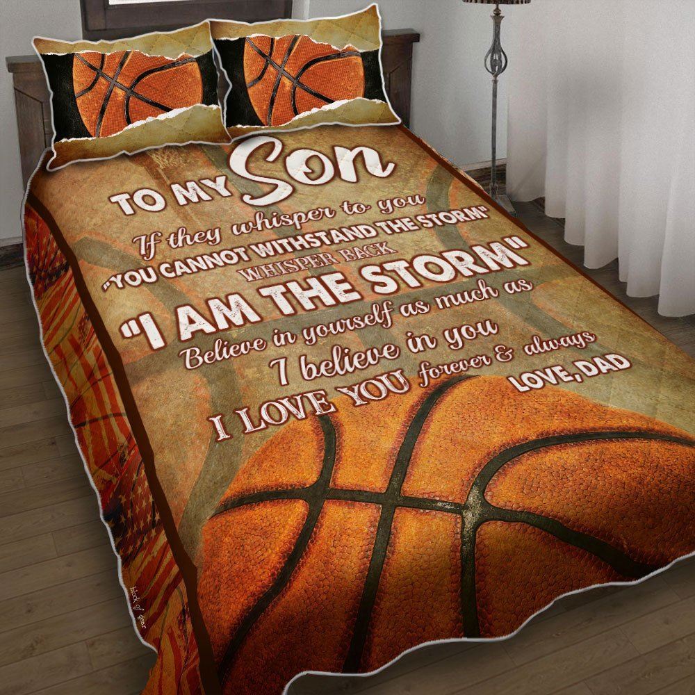 Dad To Son Basketball Quilt Bedding Set