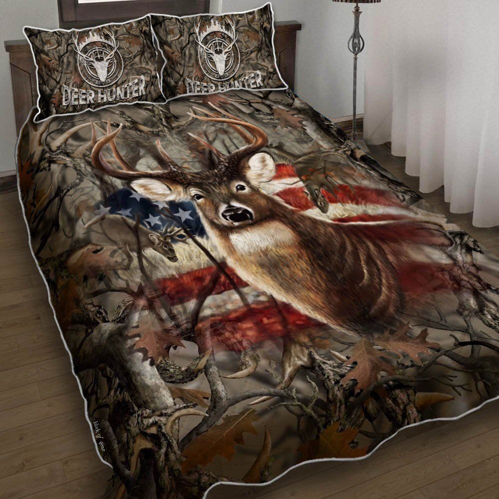 Deer Hunting Hunter Quilt Bedding Set