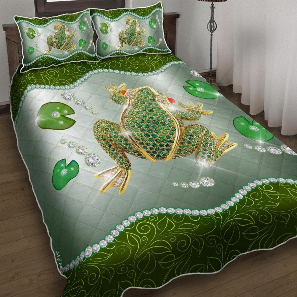 Diamond Green Frog Quilt Bedding Set Lnt541qs