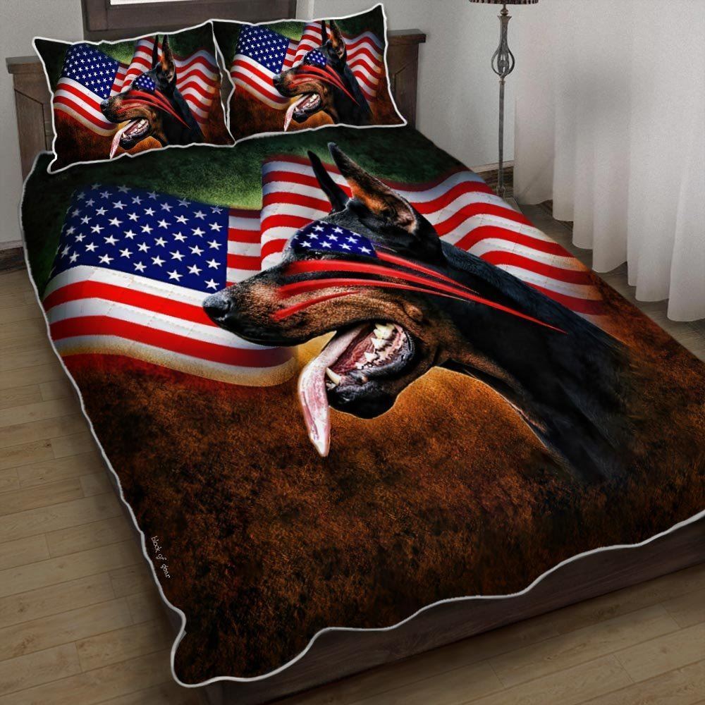 Doberman Pinscher American Dog Quilt Bedding Set