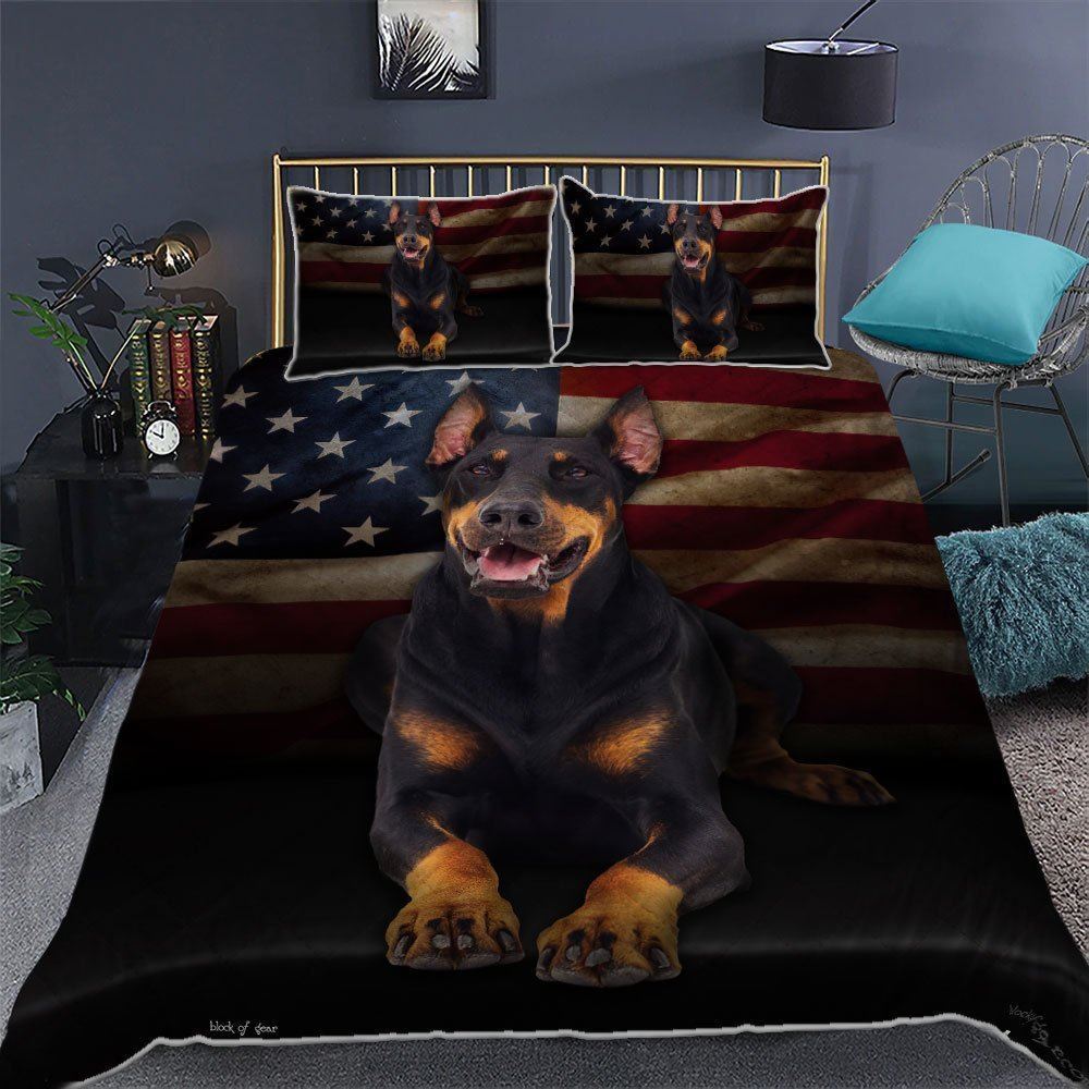 Doberman Quilt Bedding Set