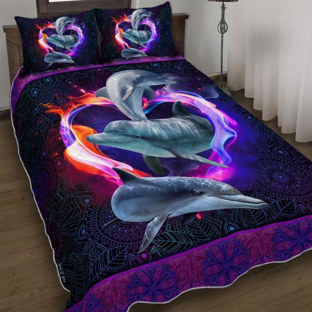 Dolphin In My Heart Quilt Bedding Set