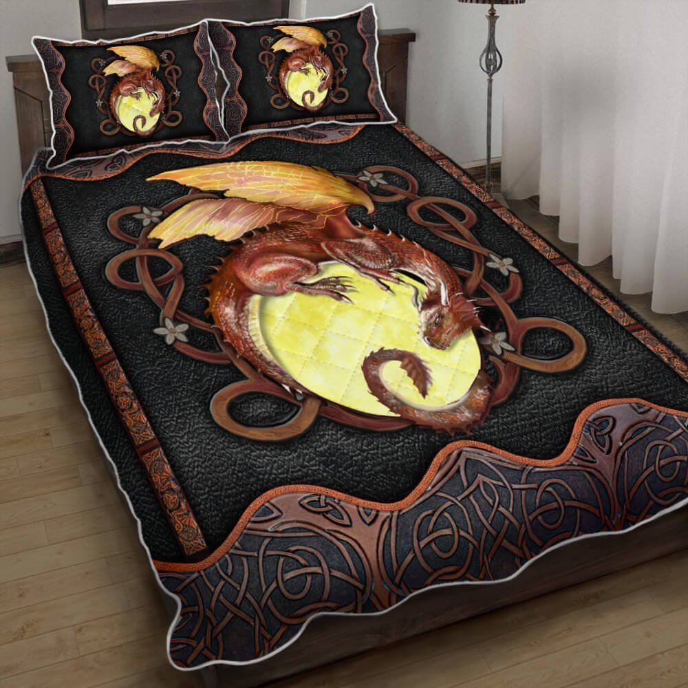 Dragon Quilt Bedding Set Celtic Leather Ntb01qs