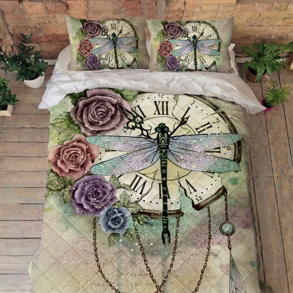 Dragonfly Vintage Quilt Bedding Set Trn1514qs