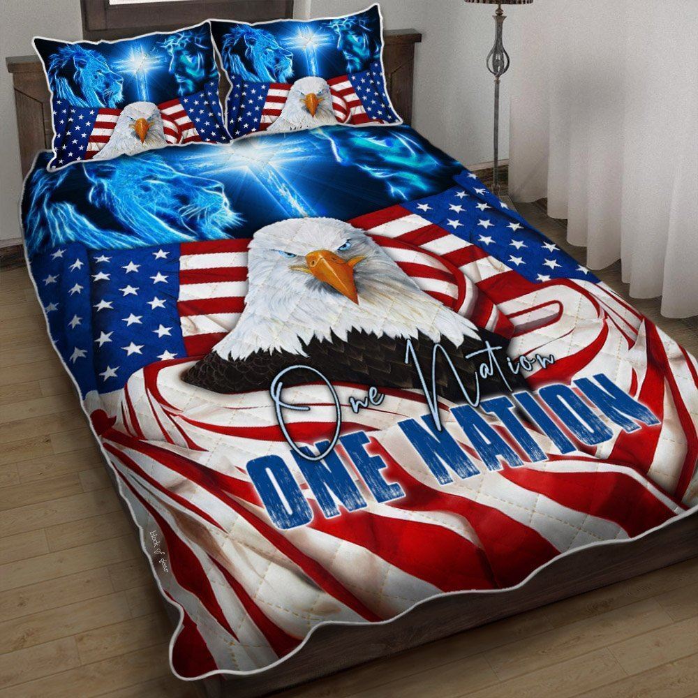 Eagle One Nation Under God Quilt Bedding Set