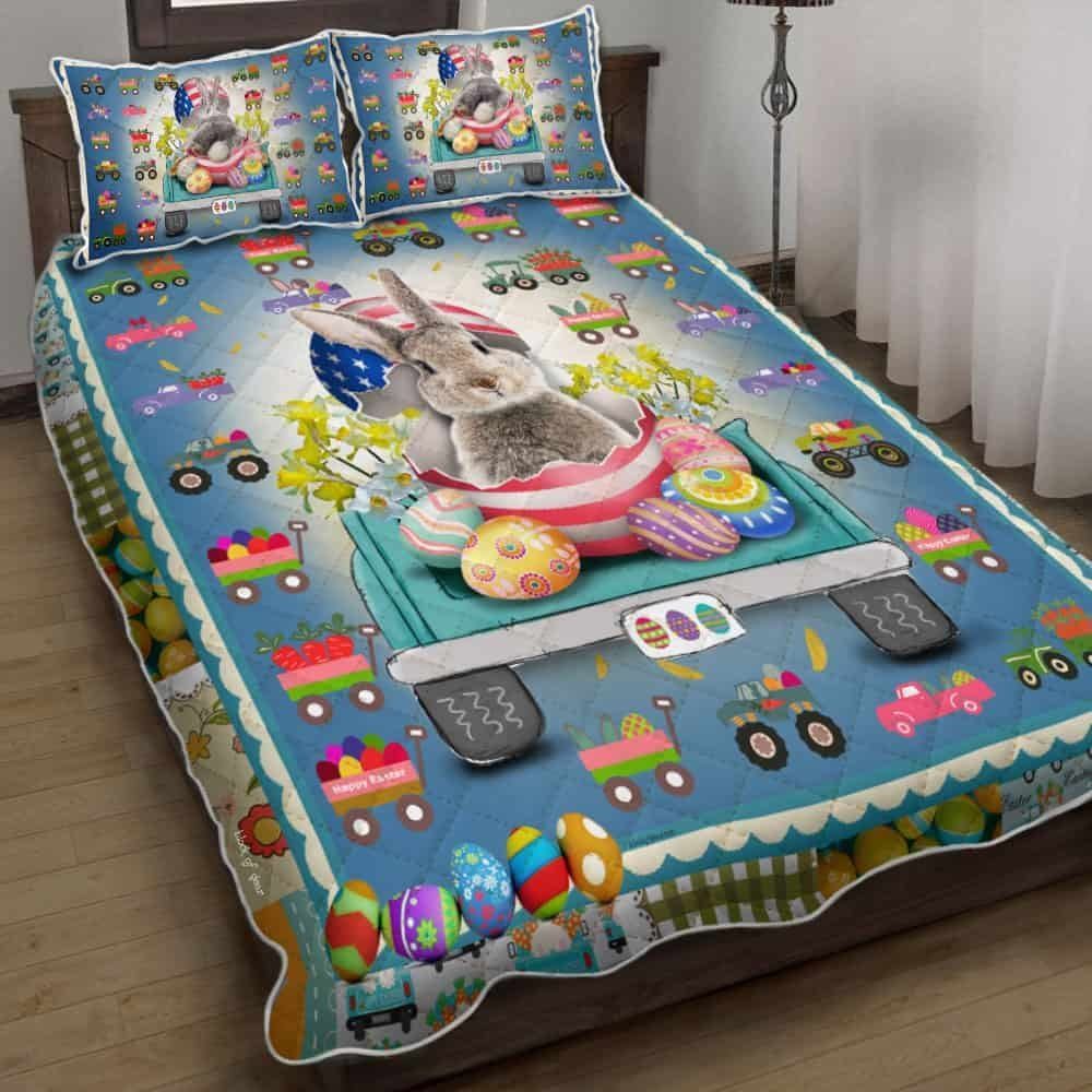 Easter Bunny In The Truck Quilt Bedding Set
