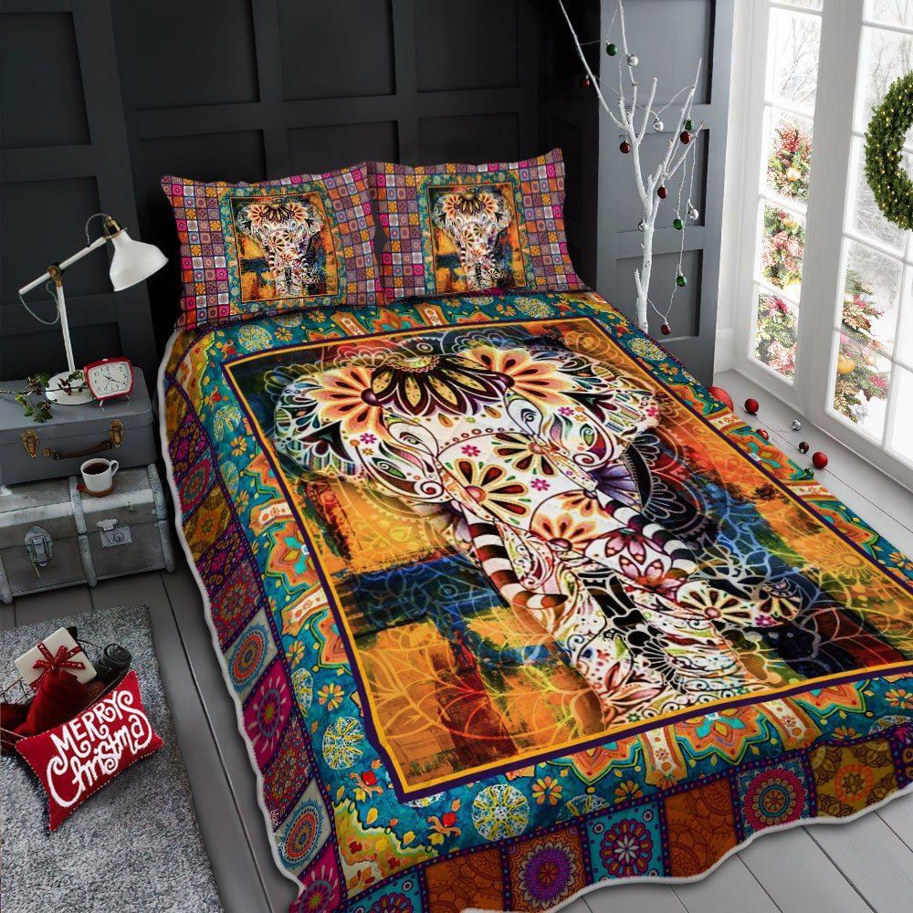 Elephant Mandala Quilt Bedding Set