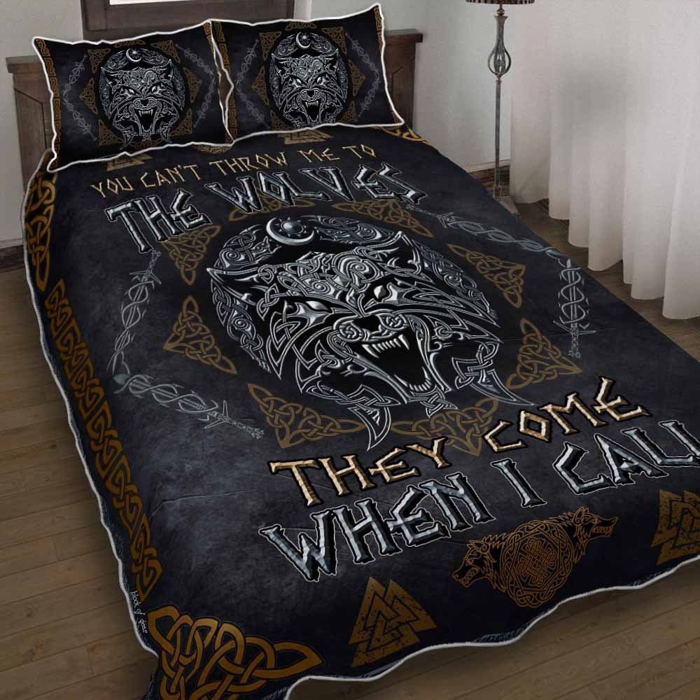 Fenrir Wolf Viking They Come When I Call Quilt Bedding Set