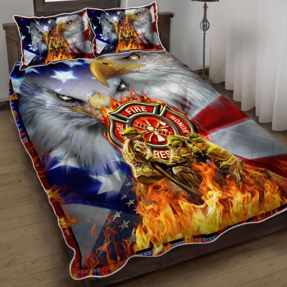 Firefighter American Eagle Quilt Bedding Set-lh2lp