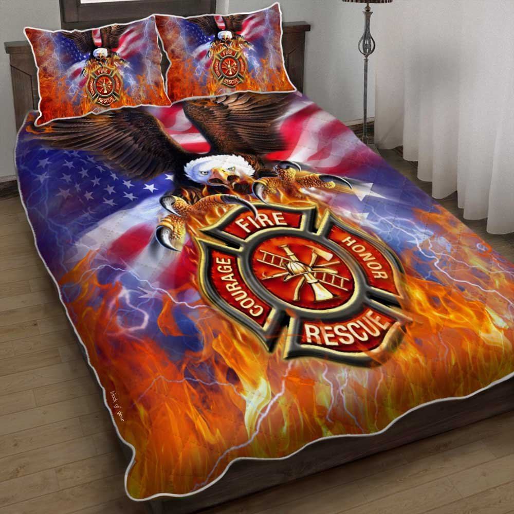 Firefighter American Patriot Quilt Bedding Set