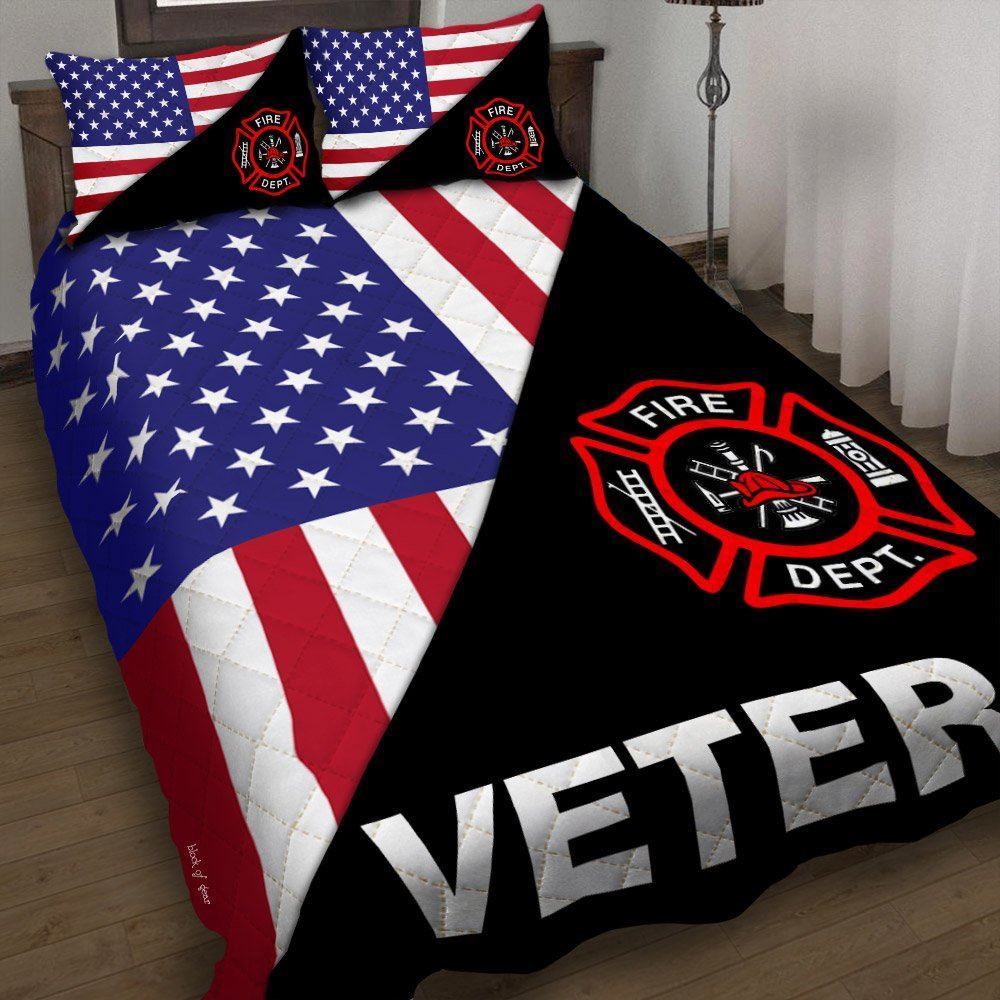 Firefighter American Us Quilt Bedding Set