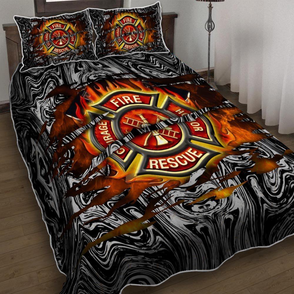 Firefighter Courage Fire Honor Rescue Quilt Bedding Set