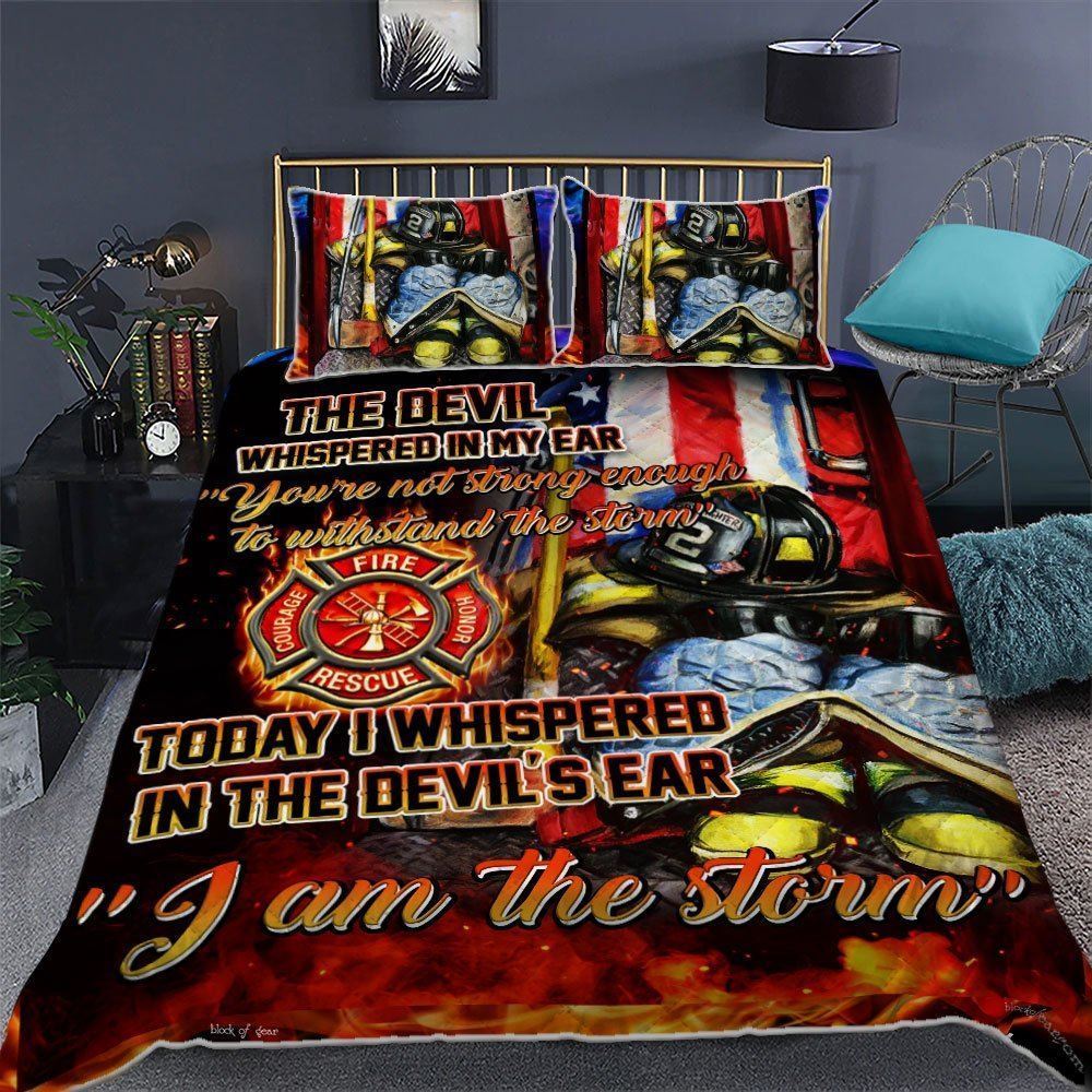Firefighter Im The Storm Quilt Bedding Set