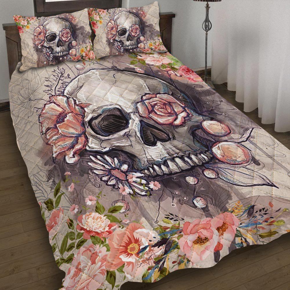 Flower Skull Quilt Bedding Set