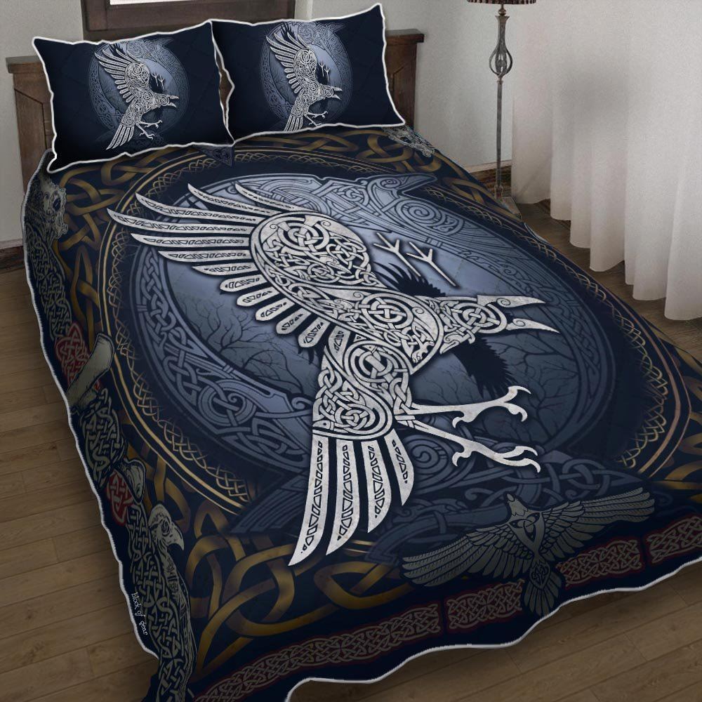 For I Am The Raven The Child Of Odin Quilt Bedding Set
