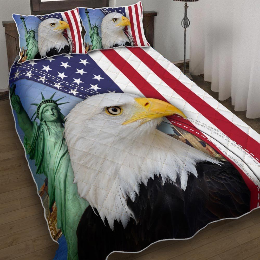 Freedom Patriotic Eagle American Quilt Bedding Set