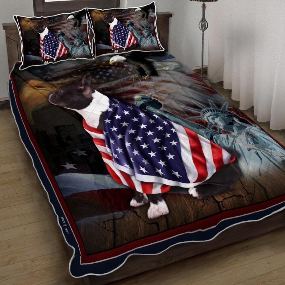 French Bulldog American Patriot Quilt Bedding Set