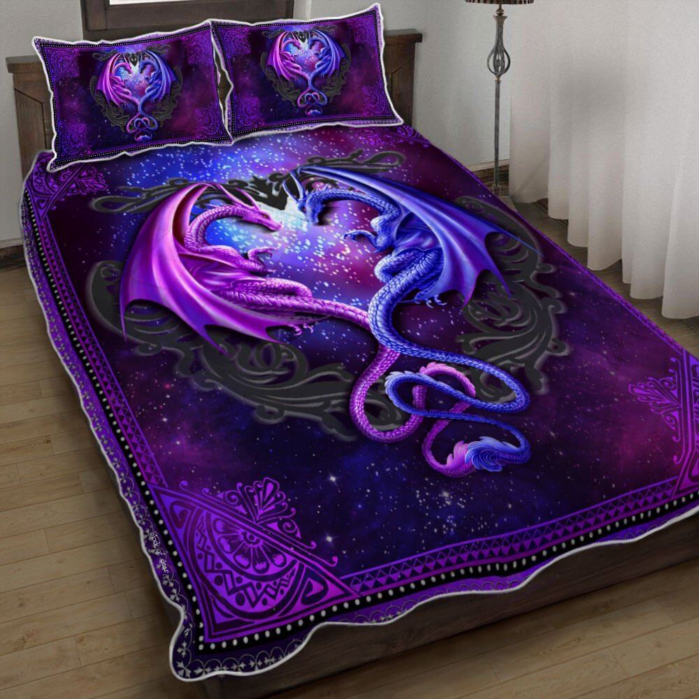 Galaxy Dragon Couple Quilt Bedding Set
