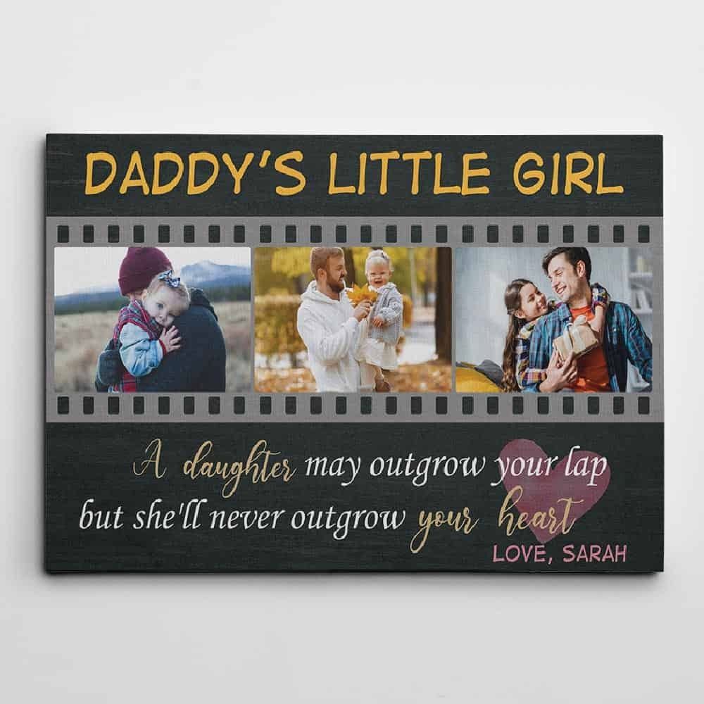 A Daughter May Outgrow Your Lap But She Will Never Outgrow Your Heart Custom Photo Canvas Print
