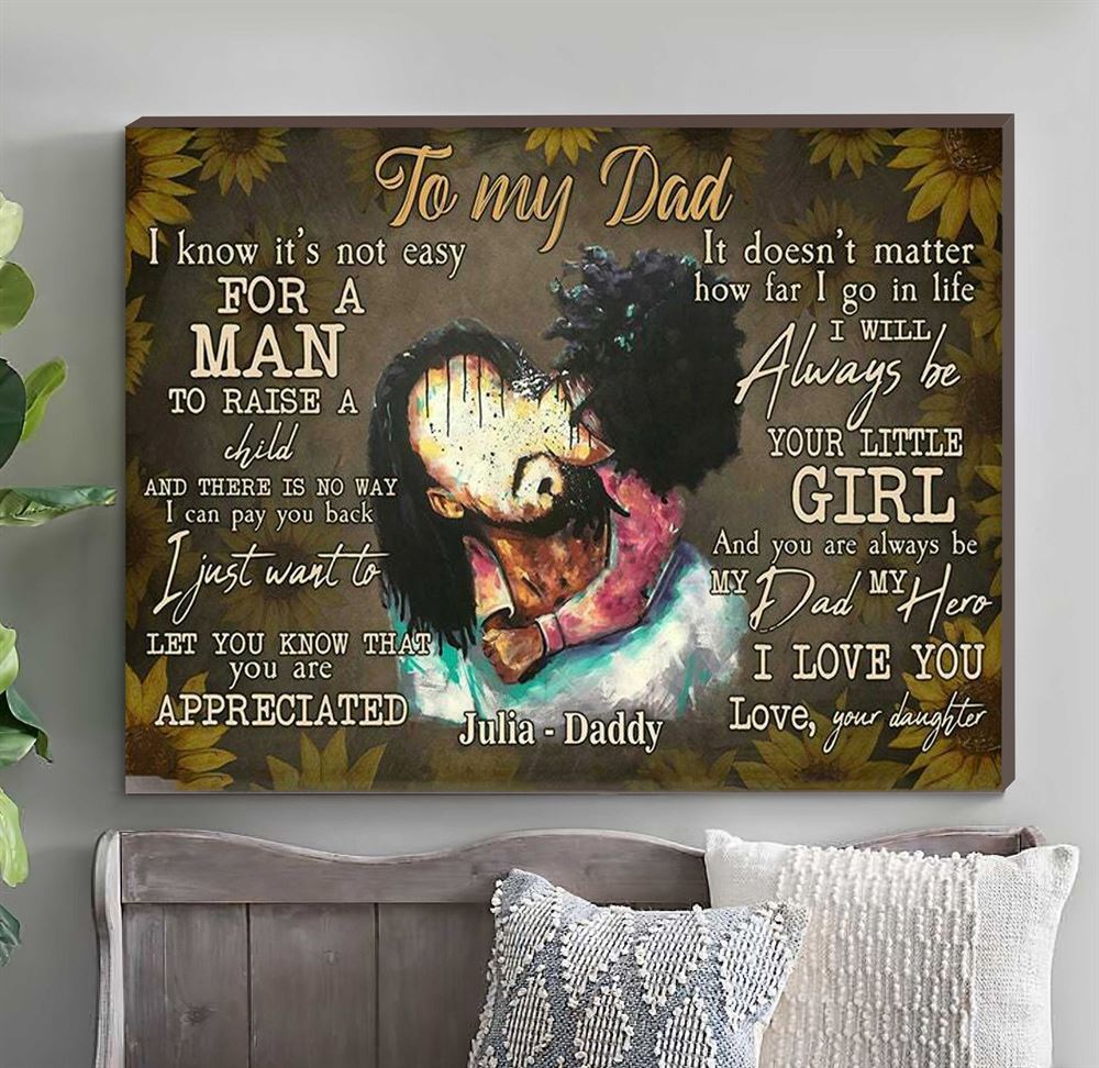 African American Black Dad And Daughter Canvas For Father Bedroom Wall Art From Daughter