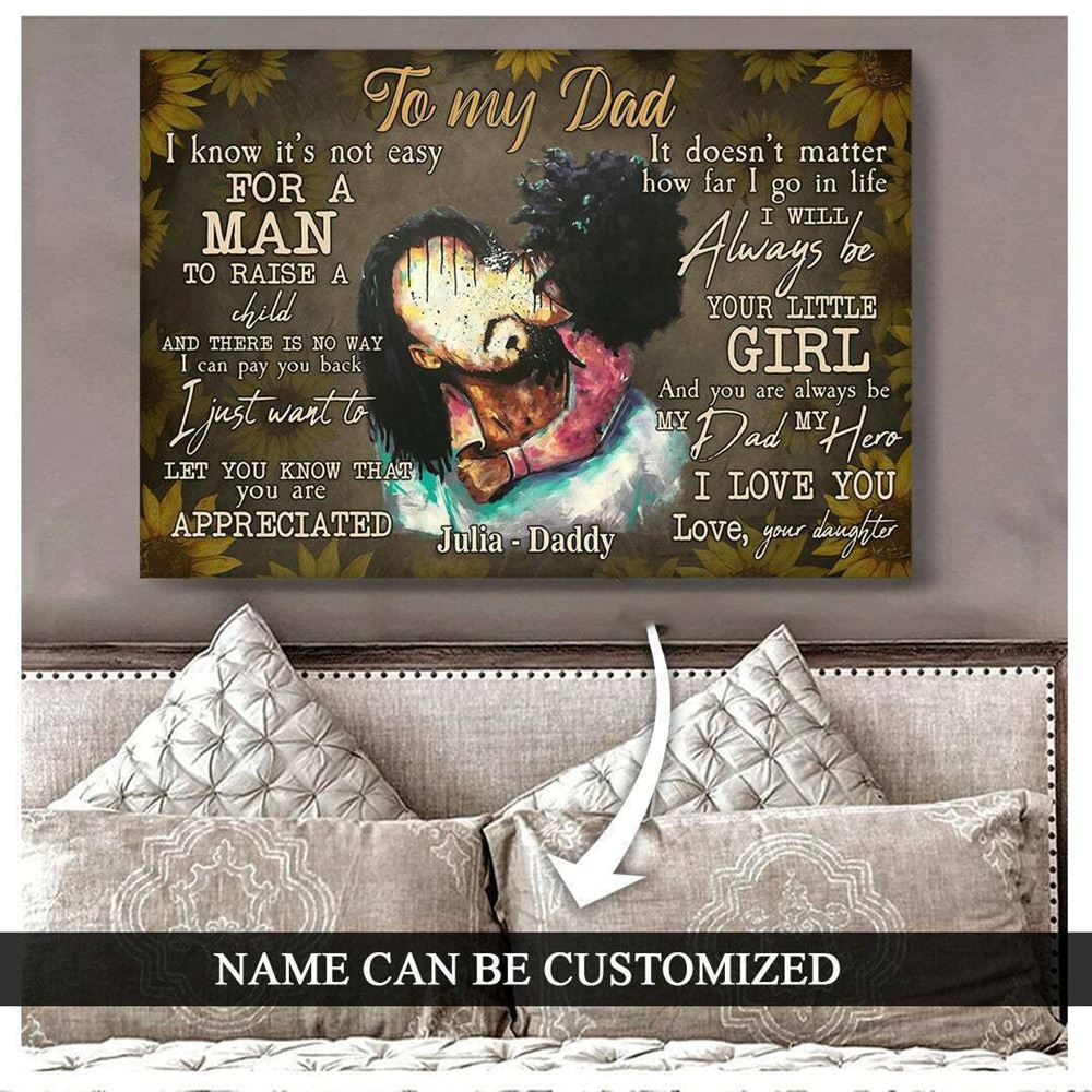 African American Black Father And Daughter Gift From Daughter Artist Wall Art For Fathers Day
