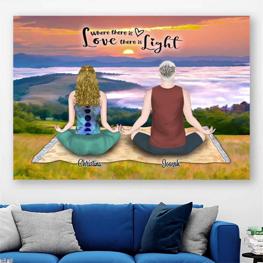 All I Need Is Love And Meditation Personalized Custom Meditation Couple Canvas Poster Best Gift For Yoga Couple Yoga Lover