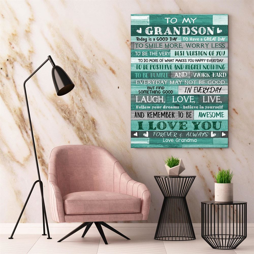 Amazing Canvas Grandma For Grandson Wall Hanging Gift Idea - Today Is A Good Day