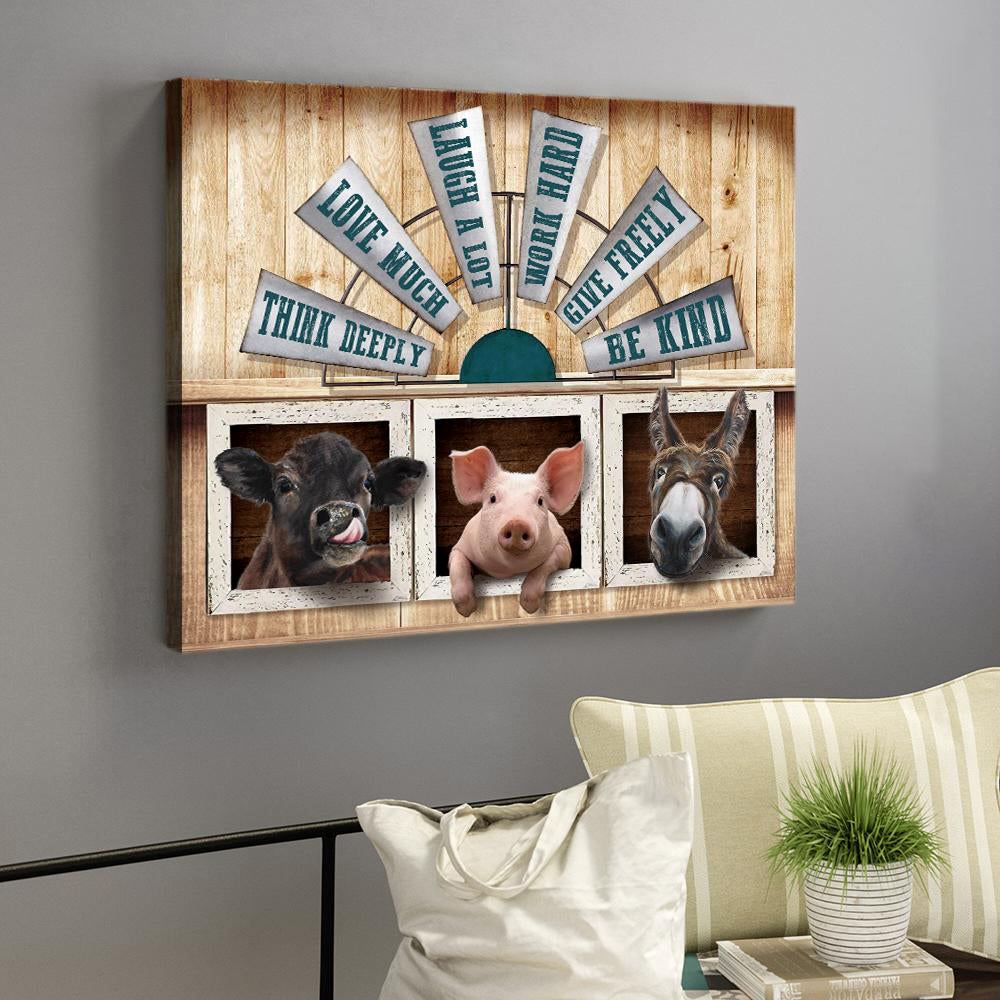Animal Farm And Windmill Canvas Give Freely And Be Kind Wall Art