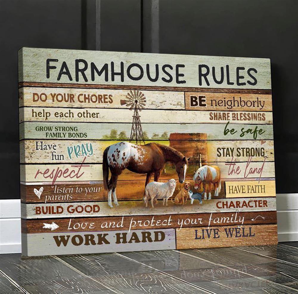 Animal Farm Canvas Farmhouse Rules Wall Hanging Print Wall Art