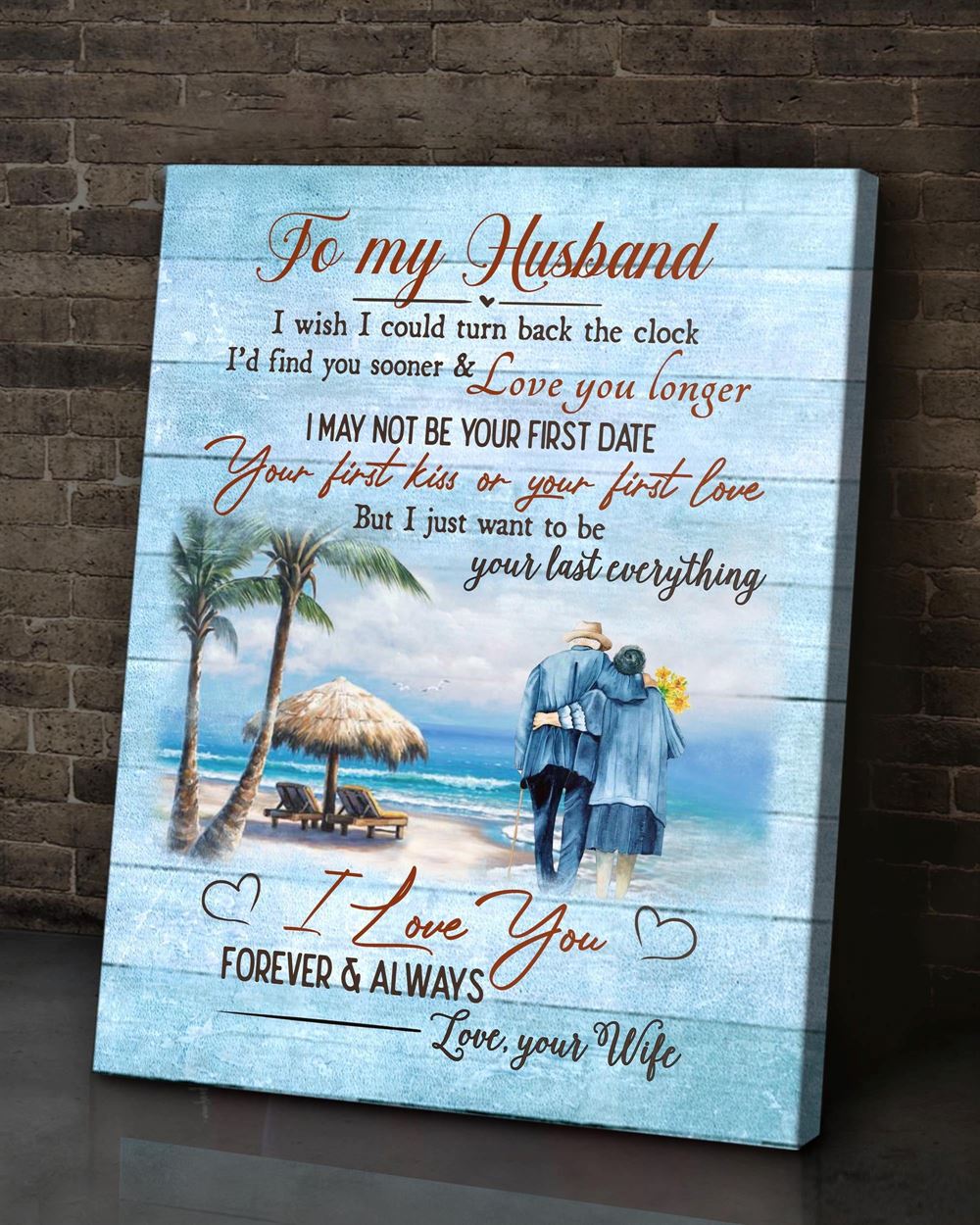 Anniversary Gift For Husband Wall Art Canvas Walking On The Beach Blue Ver Top 15