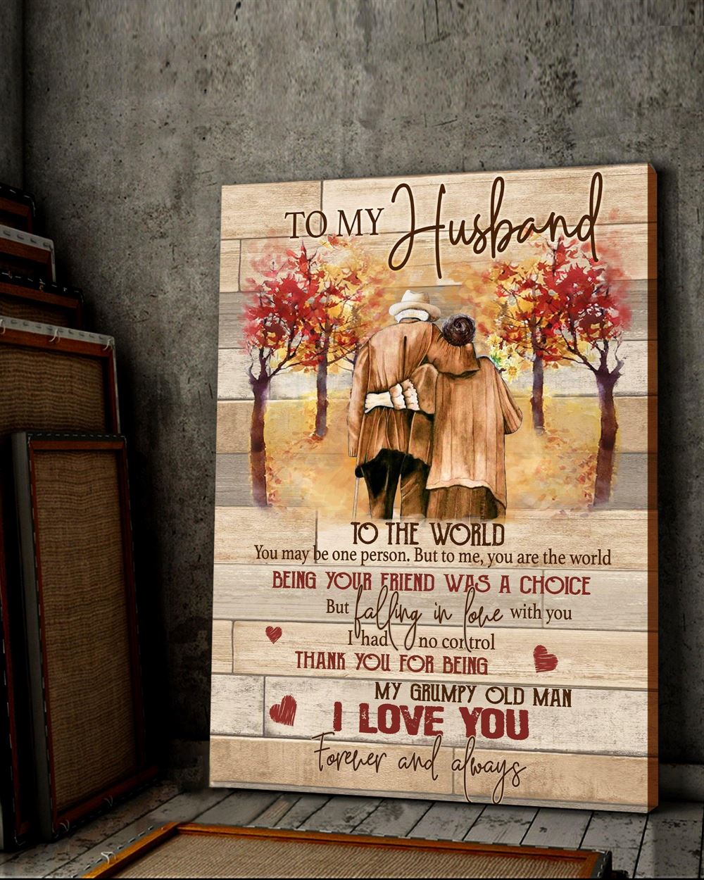 Anniversary Gift Wall Art Canvas To My Husband Vintage Wood Top 3 At
