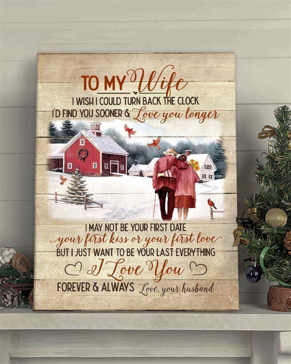 Anniversary Gift Wall Art Canvas To My Wife You Are My Queen Christmas Version Top5