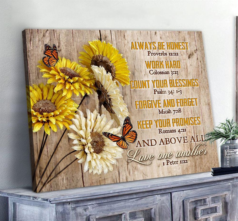 Awesome Canvas Butterfly Wall Art Keep Your Promises And Above All Love One Another