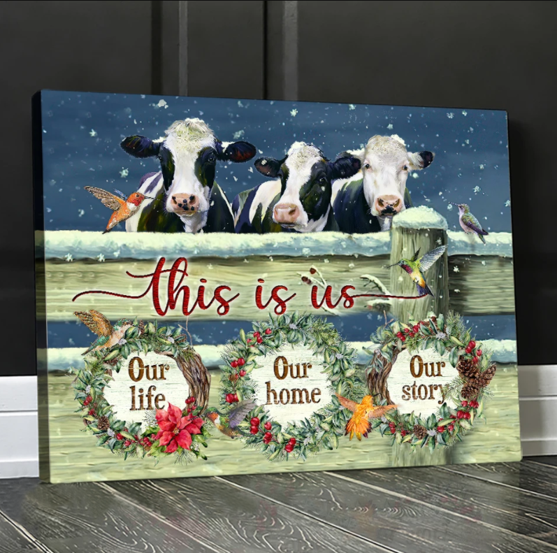 Awesome Canvas Christmas Cow Hanging Wall Print Art Idea For Christmas This Is Us