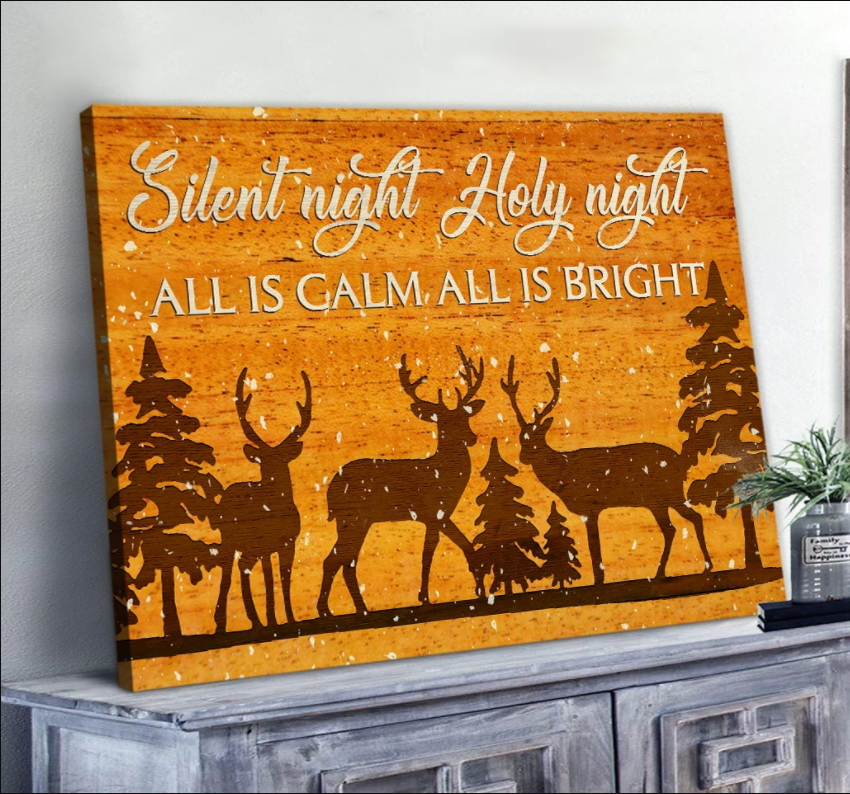 Awesome Canvas Christmas Hanging Wall Print Art Idea For Christmas Silent Night Holy