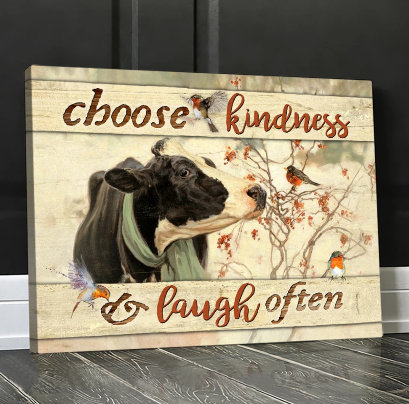 Awesome Canvas Cow Hanging Art Wall - Choose Kindness