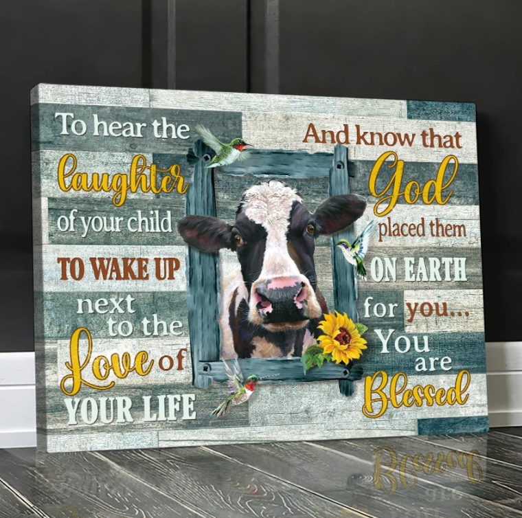 Awesome Canvas Cow Wall Art - To Hear The Laughter Of Your Child