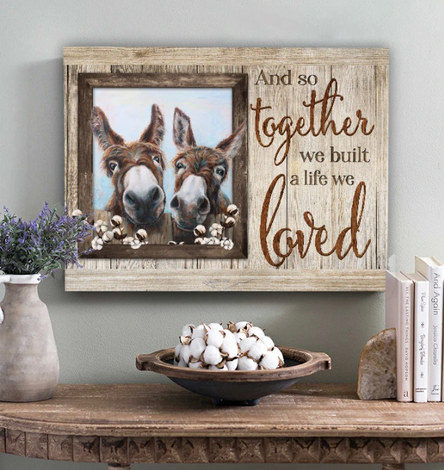 Awesome Canvas Donkey Hanging Wall Art Print Decor Gift Ideas For Couple Wedding