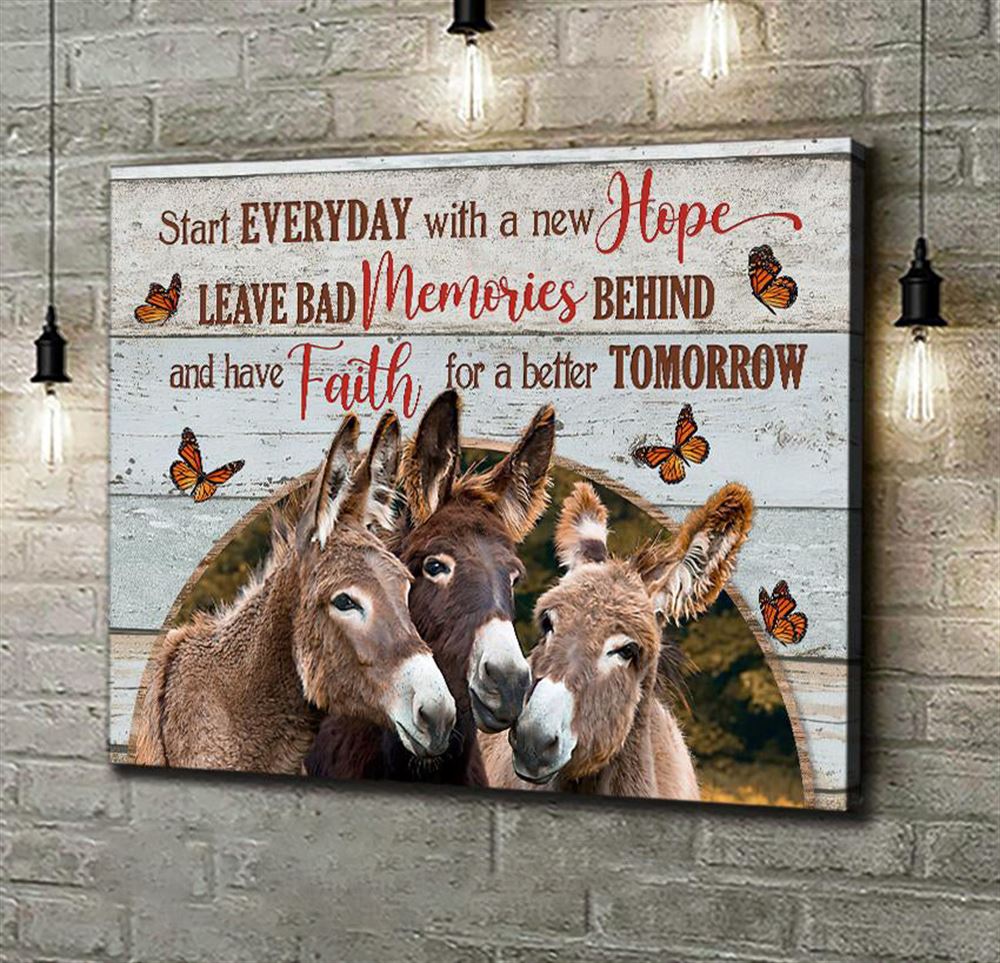 Awesome Canvas Three Donkey Hanging Wall Print Art Decor Have Faith For A Better