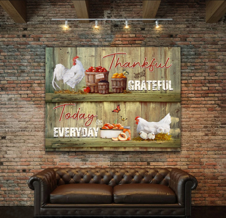 Awesome Canvases Chicken Art Wall - Thankful And Grateful Today And Everyday