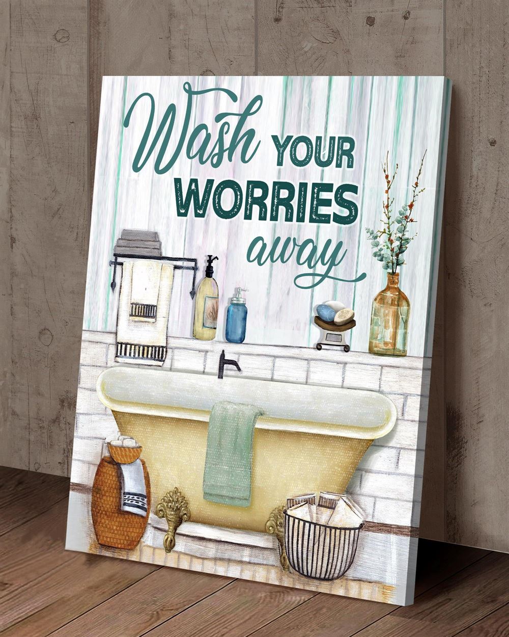 Bathroom Canvas Art Wash Your Worries Away Bath Sink Top 5 At Shop