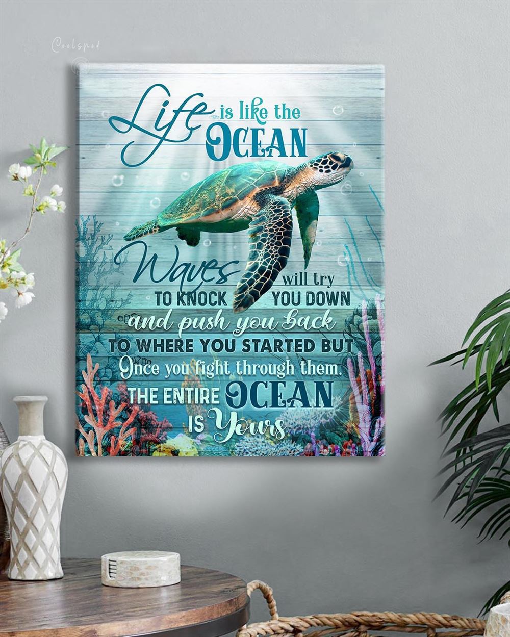 Beach House Decor Top 5 Wall Art Canvas Life Is Like The Ocean Turtle Version