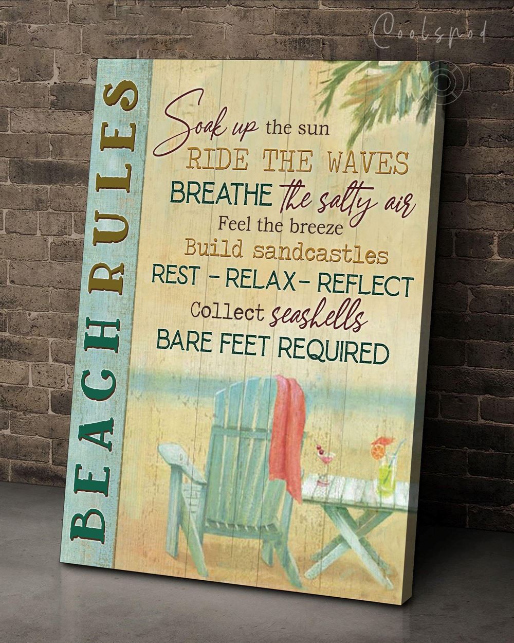 Beach Rules Soak Up The Sun Wall Art Canvas