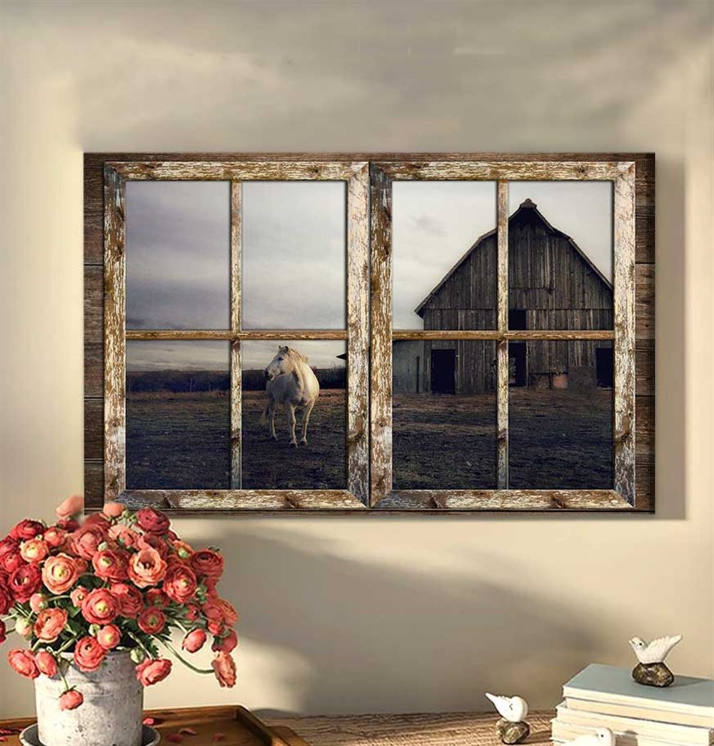 Beautiful Old Barn Through Rustic Window For Farmhouse Decor Best Canvas Wall Art