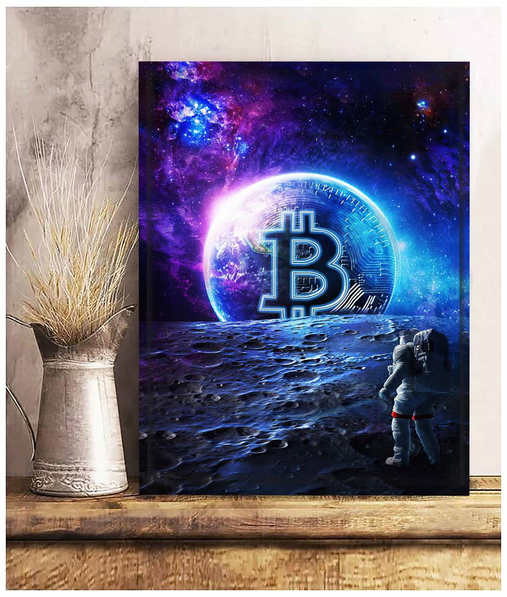 Bitcoin To The Moon Money Canvas Wall Art