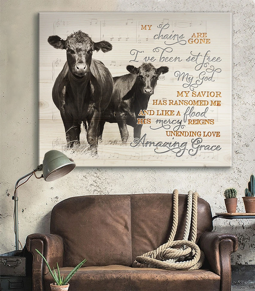 Black Cow Canvas Jesus Music My Chains Are Gone Wall Art Wall Decor