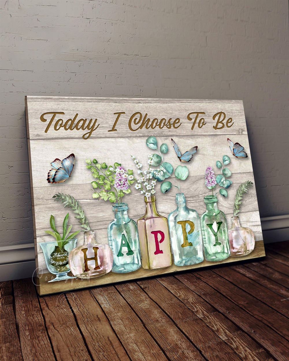 Boho Style Decoration Wall Art Canvas - Today I Choose To Be Happy Flowers