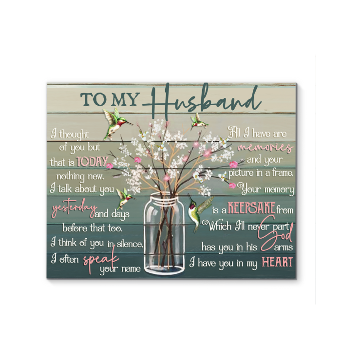 Canvas Art - Heaven To My Husband I Have You In My Heart Hummingbirds Version Top 10 Benicee